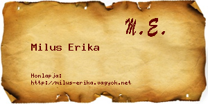 Milus Erika névjegykártya